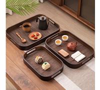 1 pièce Plateau en bois de noyer avec poignée, pour aliments, collations, boissons, sushi, steak, pizza, desserts, gâteaux, pain, petit-déjeuner, café, thé, planche de charcuterie L,M,SUnicoloreBambou