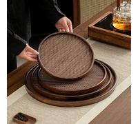 1 pièce Plateau rond en noyer, convient pour les collations, les desserts, les biscuits, les amuse-gueules, à usage multiple L,M,S,XLUnicoloreBambou