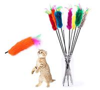 1 Pièce Plumeau Jouet à Plume Canne à Pêche Chat, couleur aléatoire, Drôle de Chat pour Animaux de Jeu Chaton Baguette Magique Utile et Durable