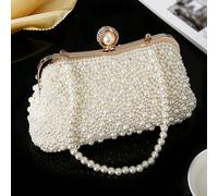 1 pièce Pochette brodée à la main - Élégante, raffinée, de luxe, portable, légère, fausse perle, couleur unie, charmeuse de perles, soirée, mariage, robe, accessoire qipao, cadeau pour enseignant, étu