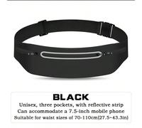 1 pièce Pochette de taille élégante et fine, 3 poches adaptées pour un téléphone de 7,5 pouces, convient pour la course, les sports de plein air, le cyclisme, les voyages, unisexe, sac de sport pratiq