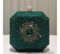 1 pièce Pochette mini décorative brillante avec strass verts, sac à main élégant et chic avec bandoulière pour soirée, mariage, gala, célébration, convient aux femmes pour la Saint-Valentin Alliage d'