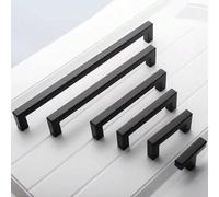 1 pièce Poignée de meuble noire, poignée de meuble de cuisine en acier inoxydable de forme T et carrée de couleur noir mat, quincaillerie d'ameublement, tirage de porte/tiroir, bouton de meuble Taille