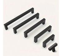 1 pièce Poignée de meuble noire, poignée en acier inoxydable de forme T et carrée de couleur noir mat pour cuisine, quincaillerie d'ameublement, bouton de porte, tiroir de meuble, poignée de meuble Ta