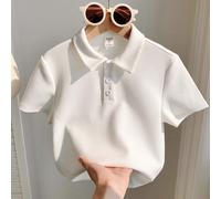 1 pièce Polo à manches courtes en tissu texturé rétro, style sport décontracté pour jeune garçon. Convient pour les enfants, les fêtes d'anniversaire, les soirées, les représentations, les mariages, l