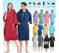 1 pièce Poncho de surf avec capuche, serviette de plage portable, serviette de changement de combinaison en microfibre à séchage rapide avec poche pour le surf hommes femmes Macaron Vert,Bleu clair,gr