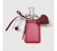 1 pièce Porte-badge/porte-clés ajustable avec ruban, nœud papillon et cœur en perles d'argent gothique CCB. Convient pour les employés de bureau et les étudiants. Cadeau parfait pour la Saint-Valentin