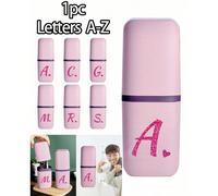 1 pièce Porte-brosse à dents rose avec 26 lettres pailletées or rose (A-Z), convient pour étagère, accessoire de salle de bain, étui de brosse à dents de voyage, rangement de dentifrice, série de lett