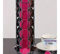 1 pièce Porte-capsules de café de couleur unie noire, capacité de 24, rotatif, Taille UniqueFer