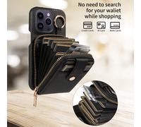 1 pièce Porte-cartes à fermeture éclair multifonction, étui de téléphone en cuir PU compatible avec iPhone 17 Pro Max/17 Pro/17/Air/16 Pro Max/16/15/14/13, anti-chute anti-vol Galaxy S20,IPhone X/XS,i