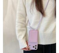 1 pièce Porte-cartes à la mode avec corde + Étui de protection pour téléphone avec bord droit violet résistant aux chocs et couverture complète. Convient aux hommes et aux femmes, choix idéal pour les