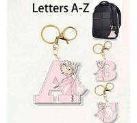 1 pièce Porte-clé réversible en acrylique avec lettre Ballerina Girl pour filles, accessoires pendentifs pour casque, pendentifs pour sacs, porte-clé pour voiture, cadeaux d'anniversaire pour camarade