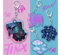 1 pièce Porte-clés acrylique de la série Arcane: JINX "LOL" Jeu Anime. Porte-clés de dessin animé mignon. Accessoire pour sac, valise, téléphone, voiture. 1,2,3,4Alliage de zinc