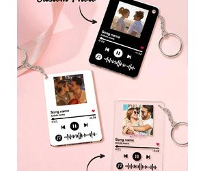 1 pièce Porte-clés acrylique personnalisé de style musical, design personnalisable de photo et de chanson, mini porte-clés acrylique, porte-clés thème musical, mise en page personnalisable d'image et