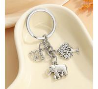 1 pièce Porte-clés avec charms éléphant, arbre et lotus. Accessoires de voiture, de sac à dos et de sac. Idées de cadeaux de Noël mignons gothiques Y2K. Accessoires de sac, cordons avec porte-badge. C