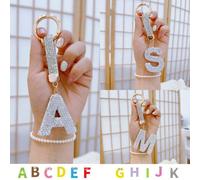1 pièce Porte-clés avec lettre chanceuse ornée de diamants, porte-clés de voiture avec cristal, porte-clés étincelant A,M,C,K,J,S,B,D,E,L,N,P,Y,F,H,T,R,G,ZAlliage de zinc