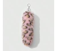 1 pièce Porte-clés/Charm de sac Y2K mignon et cool, rétro personnalisé, décontracté, de haute qualité, en fausse fourrure moelleuse, imprimé léopard/rayure de tigre marron poudre, convient pour le cos