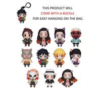 1 pièce Porte-clés Demon Slayer sous licence officielle, sac aveugle avec figurine Demon Slayer miniature mignonne, personnage aléatoire (Nezuko Kamado, Tanjiro Kamado, Zenitsu Agatsuma) pour décorati