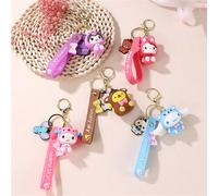 1 pièce Porte-clés en caoutchouc souple avec personnages de dessin animé Sanrio Kuromi, My Melody, Pompompurin. Accessoire pendant mignon pour sac à dos, porte-clés 1 chien boudin jaune,1 Coulomb viol