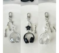 1 pièce Porte-clés en forme de casque audio de style Ins, accessoire créatif mini microphone, guitare, note de musique. Dragonne de téléphone personnalisée, charm de sac. Cadeau pour les amateurs de m