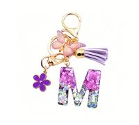 1 pièce Porte-clés en résine avec lettres anglaises, ciel étoilé, décoration de pompon noir. Cadeau pour amis, mère, accessoires de voiture, sac, sac à dos pour l'école. Gothique mignon Y2K. Porte-bad