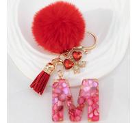 1 pièce Porte-clés lettre, porte-clés boule de poils mignonne, peut être accroché aux sacs, sacs à dos, voitures, cadeau idéal pour les filles, également un accessoire pour portefeuille et sac à main,