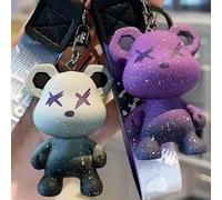 1 pièce Porte-clés mignon avec pendentif en forme d'ours étoile de bande dessinée avec sangle, idéal pour la Saint-Valentin et anniversaire [Amycute] Porte-clés tressé en forme d'ours mignon, pendenti