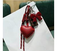 1 pièce Porte-clés mignon fait main avec nœud papillon, cœur et design de bloc de chocolat, porte-clés en PU en forme de cœur 3D - Charm de sac à bandoulière thème bande dessinée rectangulaire, design