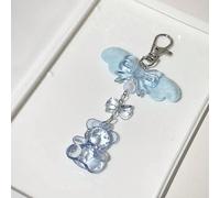 1 pièce Porte-clés miniature ourson 3D transparent de style coréen pour femmes, décoration de nœud mignon de bande dessinée, cadeau personnalisé créatif pour étudiant/couple, charm de sac, cadeaux de 