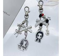 1 pièce Porte-clés Nana, Charm de téléphone, Portrait de fille d'anime, Pendentif à perles avec nœud fraise, Porte-clés de voiture, Décoration de sac à dos, Accessoire de sac, Accessoires de voiture c