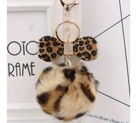 1 pièce Porte-clés nœud papillon avec pendentif. Porte-clés mignon et en fourrure pour femme. Idéal pour décorer un sac à dos, une voiture ou un sac à main. Cadeau pour les filles. Imprimé léopard, ca
