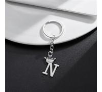 1 pièce Porte-clés pendentif lettres AZ, alphabet argenté, porte-clés de voiture en métal, bijoux