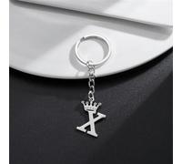1 pièce Porte-clés pendentif lettres AZ, alphabet argenté, porte-clés de voiture en métal, bijoux