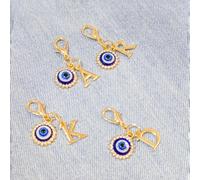 1 pièce Porte-clés pendentif minimaliste à la mode avec œil de diable, planète et lettre, charm pour sac à dos, porte-clés de voiture, petit cadeau d'usage quotidien F,A,B,C,D,E,G,H,I,J,K,L,M,N,O,P,Q,