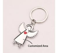1 pièce Porte-clés personnalisé en forme de cœur d'ange gardien - Personnalisable avec initiales de nom et citations. Un mignon ornement en alliage de zinc convenant pour les portefeuilles, sacs à mai