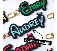 1 pièce porte-clés personnalisé imprimé en 3D avec nom, accessoire de sac, matériau PLA durable, style minimaliste moderne avec design de lettres colorées HalloweenAcier inoxydable