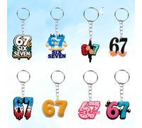 1 pièce Porte-clés plat 2D amusant numéro "67" - Porte-clés robot SIX SEVEN 67, Porte-clés numéro "67" à la mode, Accessoire pour sac & portefeuille, Cadeau parfait pour fête d'anniversaire, Cadeau d'