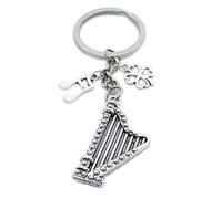 1 pièce porte-clés porte-clés fermoirs fournisseurs EP5006 harpe irlandaise note musicale feuille trèfle porte-bonheur