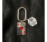 1 pièce Porte-clés unisexe créatif de dé de bande dessinée, pendentif de carte de poker en métal pour sac gothique graphiqueAlliage de zinc