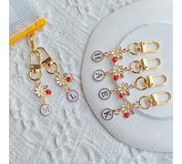 1 pièce Porte-clés unisexe en acier inoxydable avec lettre de A à Z, design minimaliste avec lettre, fleur, coccinelle. Cadeau pour les amis, pendentif de sac L,M,S,A,B,C,D,E,F,G,H,I,J,K,N,O,P,Q,R,T,U