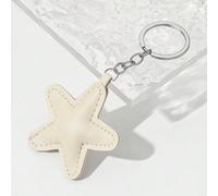 1 pièce Porte-clés unisexe en étoile à cinq branches de nouvelle couleur unie avec pendentif en étoile rembourré en PU, cadeau de couple, décoration de sac, ornement suspendu Alliage de zinc