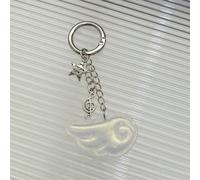 1 pièce Porte-clés vintage Y2K avec ailes d'ange et note de musique, accessoire doux, charm de sac dans le style Ins. Idée cadeau pour hommes, petit ami, femmes, enseignants, sœur, etc. Tie dyeABS