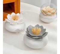 1 pièce Porte-cure-dents en forme de fleur, boîte de rangement pour cure-dents en forme de fleur de lotus, pour usage domestique Blanc,gris,beige,Petit + Grand,Gris avec couvercle, grand,Grand blanc a