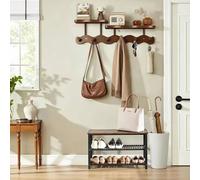 1 pièce Porte-manteau mural en bambou avec crochets, surface lisse et polie, installation rapide et facile, style moderne et décontracté, sans perçage nécessaire, organisateur de rangement multifoncti