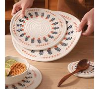 1 pièce Porte-pot floral mignon, épais tapis de chaleur isolant tissé à la main rond, napperon de table, sous-verre de bol L,M,S,XL,M/3 pièces,L/3 pièces,M2+L2+XL2/6 pièces,XL/3 piècesGéométrique,grap