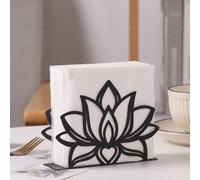 1 pièce Porte-serviette en métal en forme de lotus - Élégant support en fer forgé en forme de cœur pour papier hygiénique, avec un design noir intrigant, convient pour la décoration de table de maison