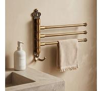 1 pièce Porte-serviette vintage, barre de serviette rotative et pliable de style européen sans perçage pour salle de bain, montage mural, gain de place, résistant à la rouille, robuste 3 coups,4 coups