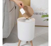 1 pièce Poubelle blanche portable en plastique avec couvercle, composteur de cuisine, poubelle de mode de luxe légère, convenant pour la cuisine, la salle de bain, le dortoir, le bureau, l'école, la m