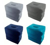 1 pièce pouf Ottoman gonflable - Repose-pieds ergonomique pour avion, train, voiture et bureau avec un doux revêtement en PVC floqué et un tissage de tissu non tissé - parfait pour la sieste et la rel