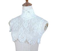1 pièce pour femme faux col dentelle détachable faux manchette ras du cou cravate coréenne évidée col détachable, blanc, L